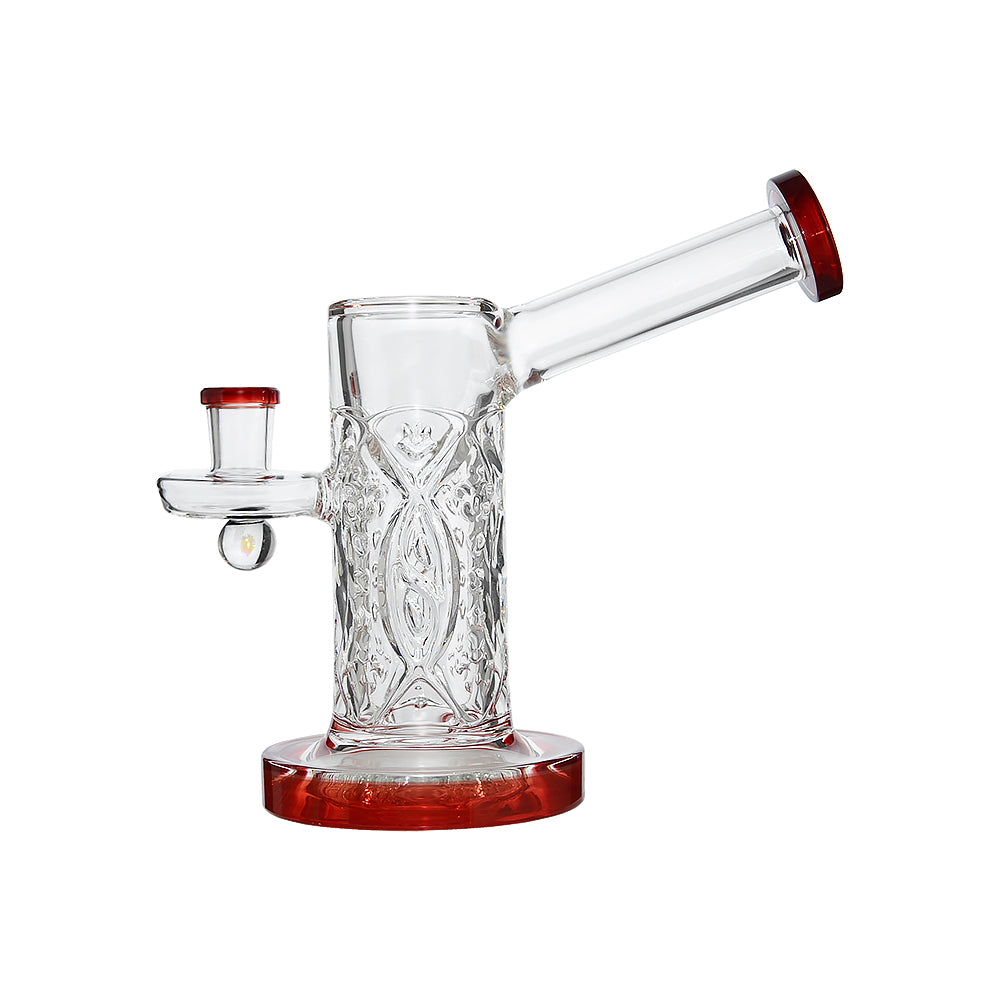 Crystal Engraved Straight Chamber Dab Rig Red – Right Side View