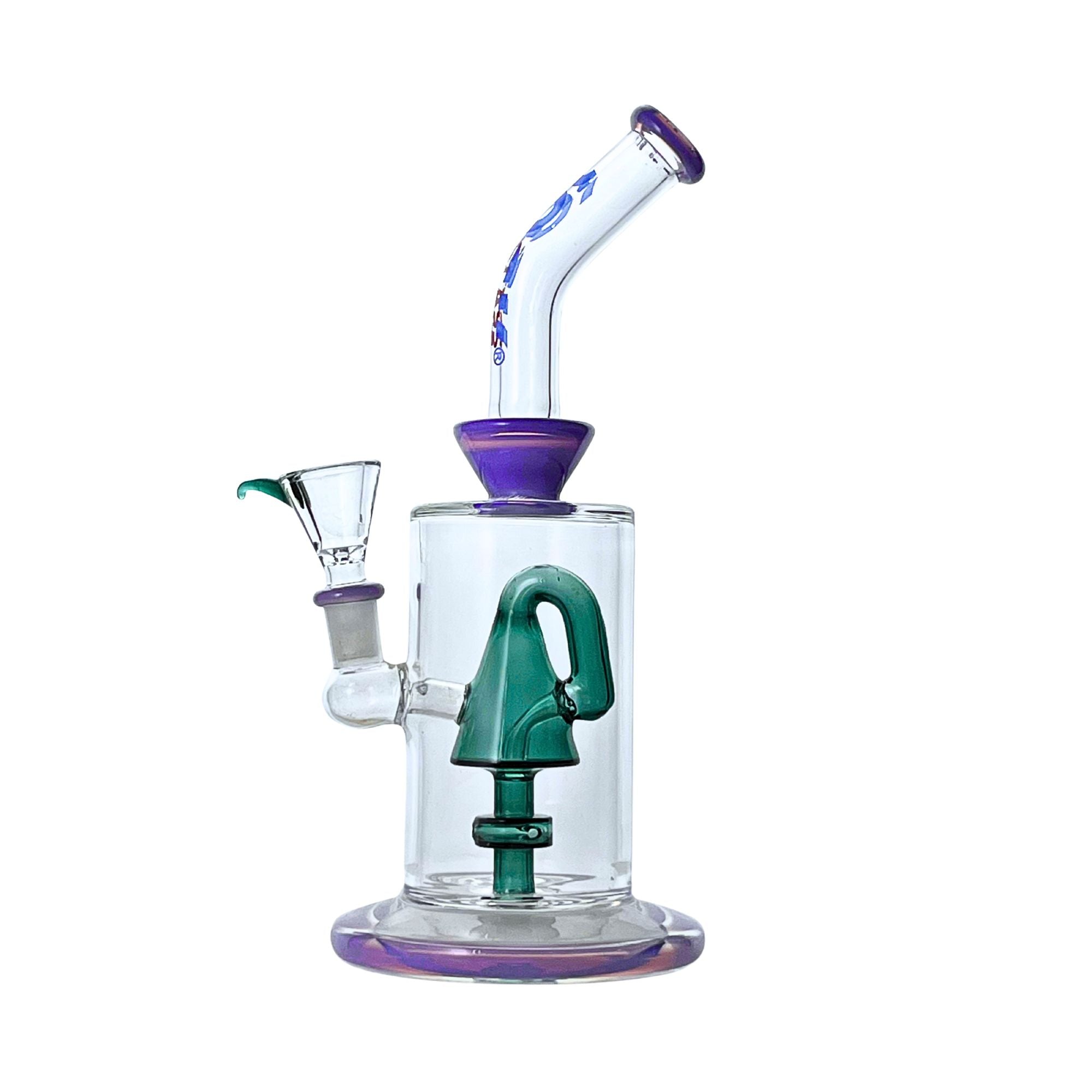 Crystal Rock Recliner 10 Inch Bent Neck Glass Bong in teal