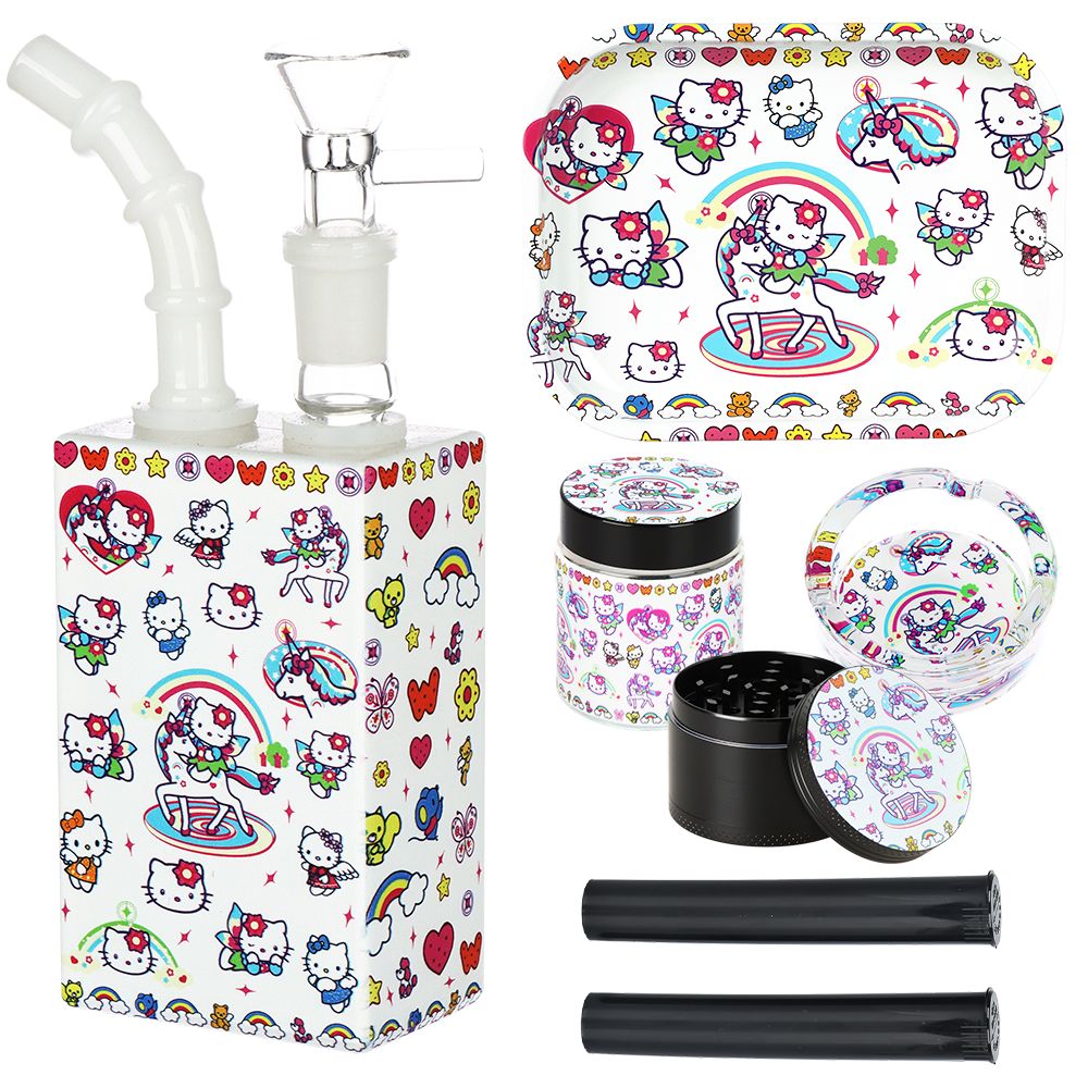 Cute Kitty Juicebox Glass Water Pipe Smoker's Travel Kit
