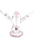 Date Night Dual Neck Heart Perc Bong 8.5" in Jade Pink