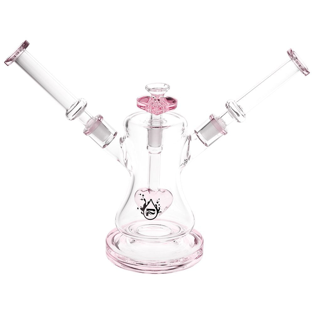 Date Night Dual Neck Heart Perc Bong 8.5" in Pink