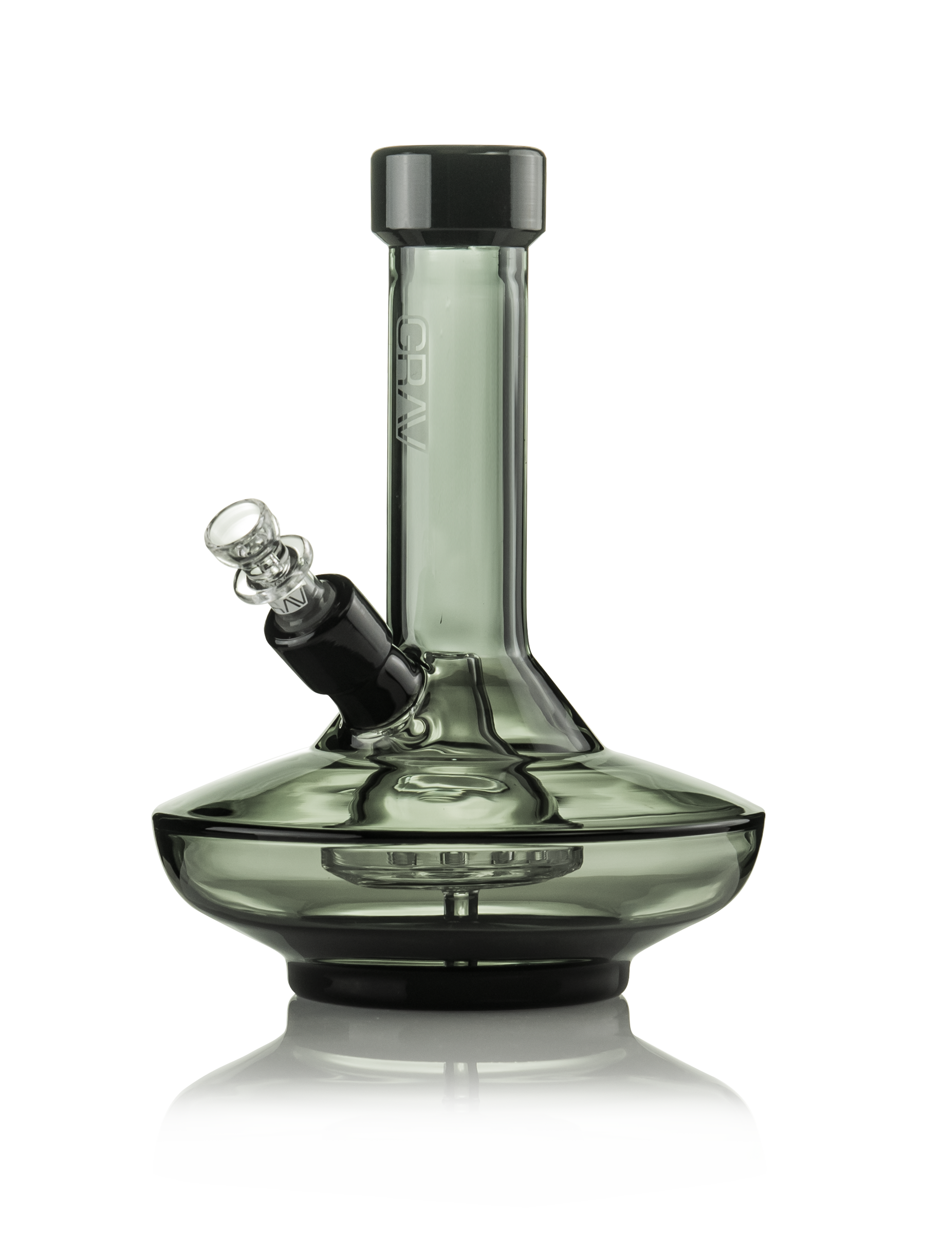 Small Wide Base Water Pipe in Smoke with Black Accents – INHALCO