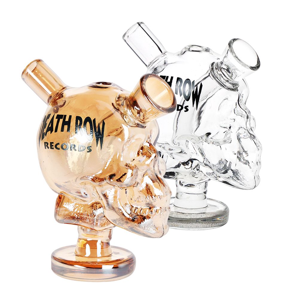 Death Row Records skull glass bubbler available in multiple colors