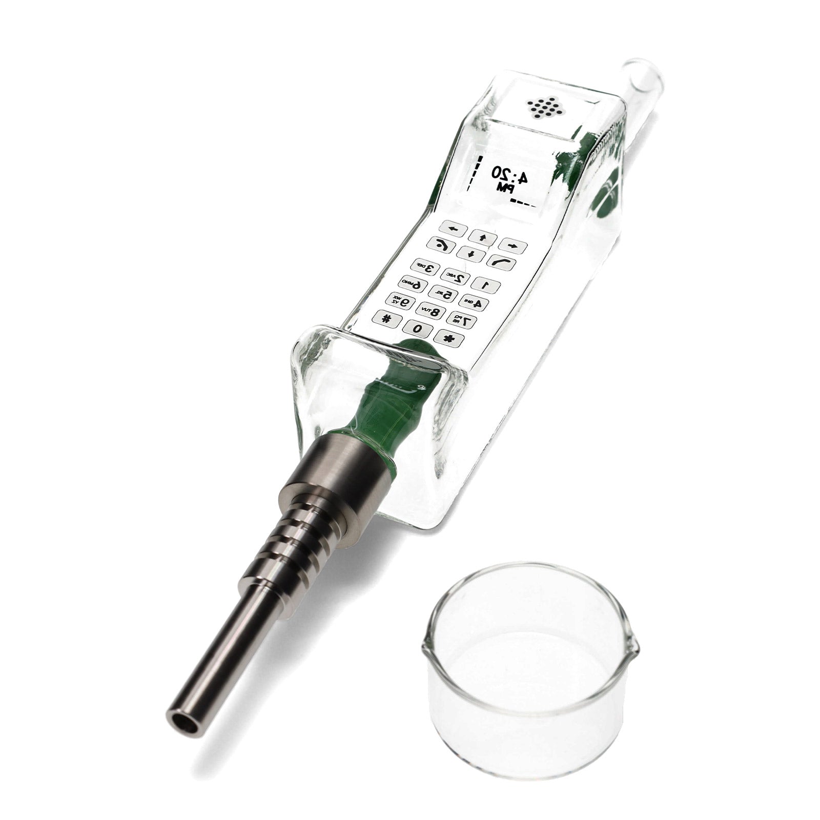 Dial-A-Dab Phone Nectar Collector Glass Straw Green
