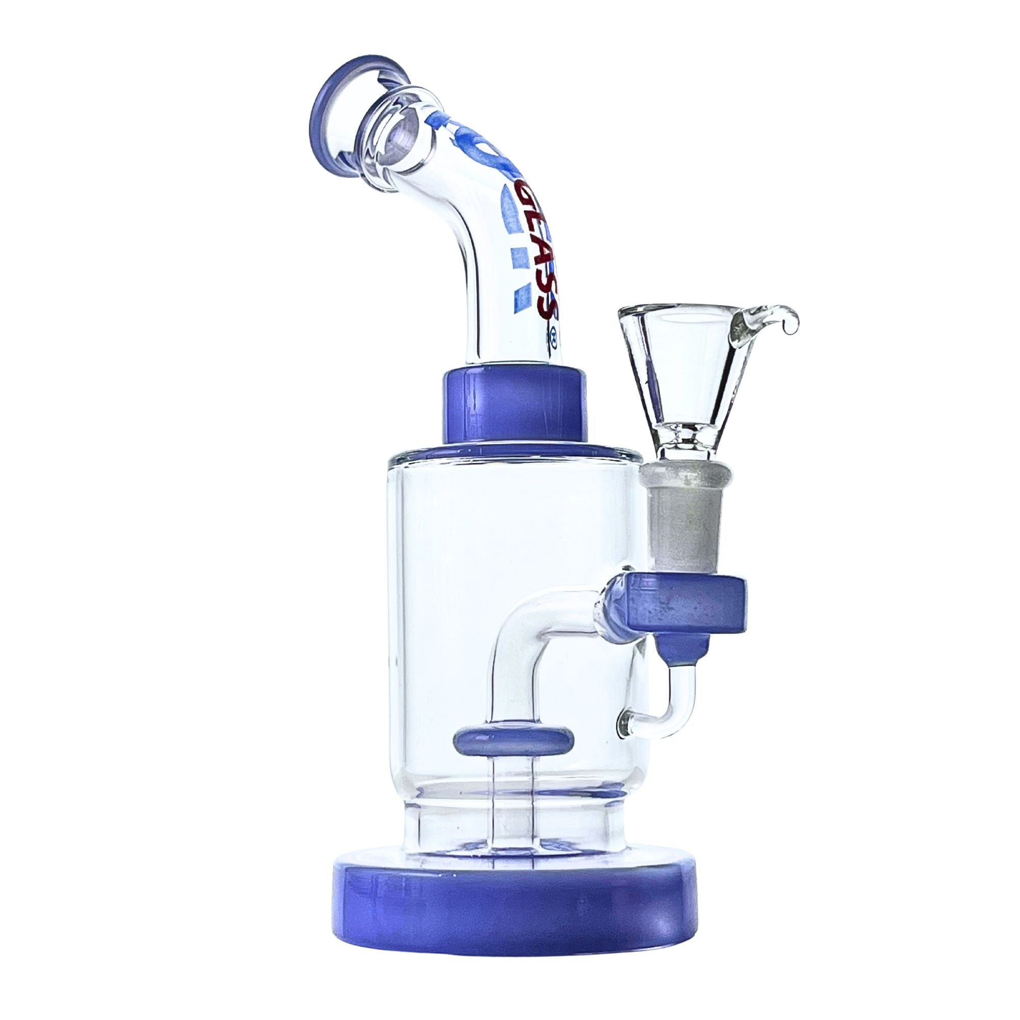 DiffuserMax 8 inch bent neck bong with disc percolator in blue accent color