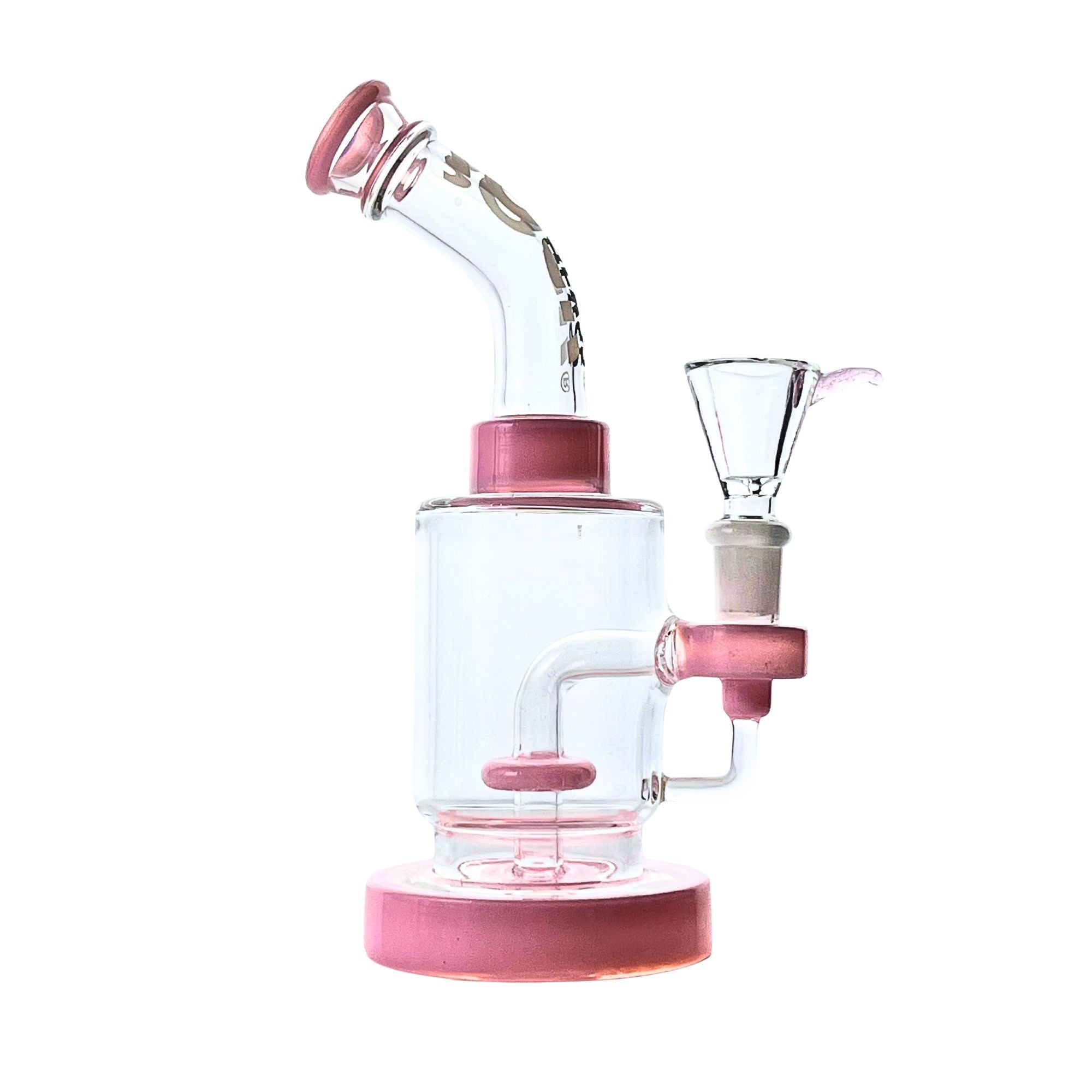 DiffuserMax 8 inch bent neck bong with disc percolator in pink accent color