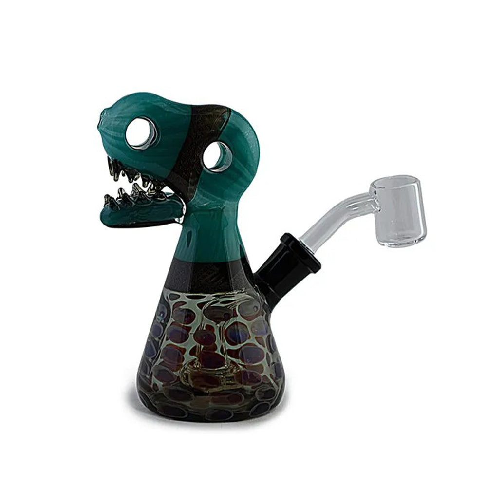 7" Dinosaur Head Dichro Dab Rig in lake green