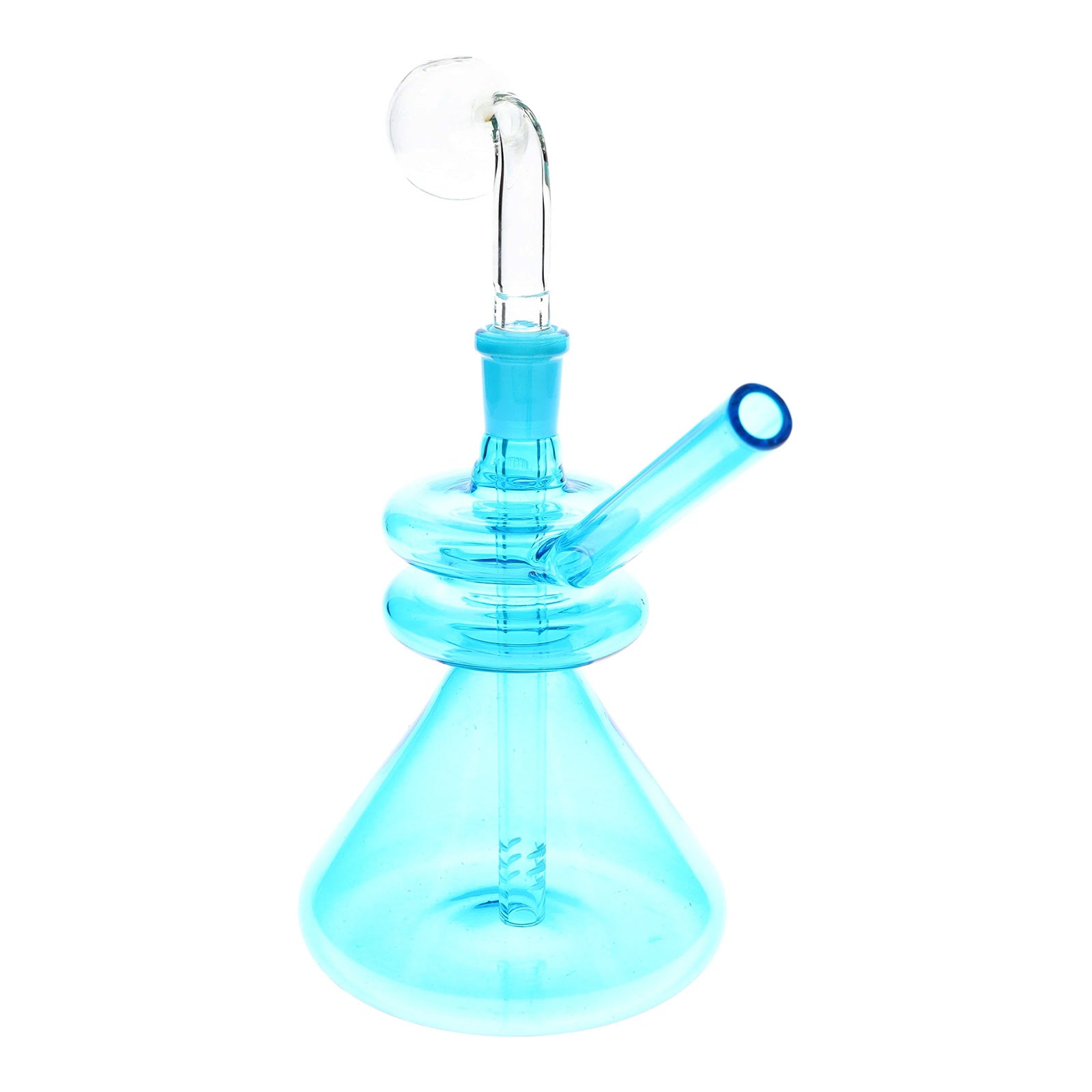 Double Donut Colored Beaker Oil Burner Bubbler in blue