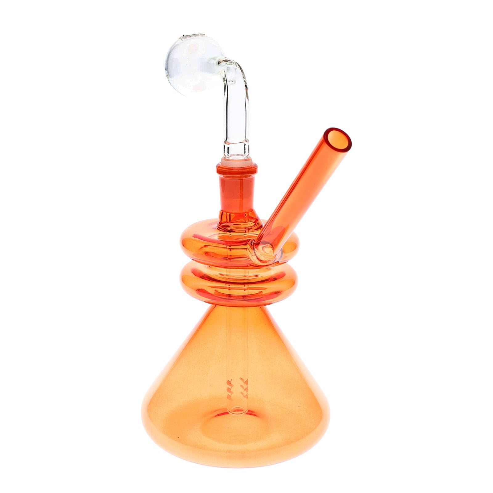 Double Donut Colored Beaker Oil Burner Bubbler in Orange