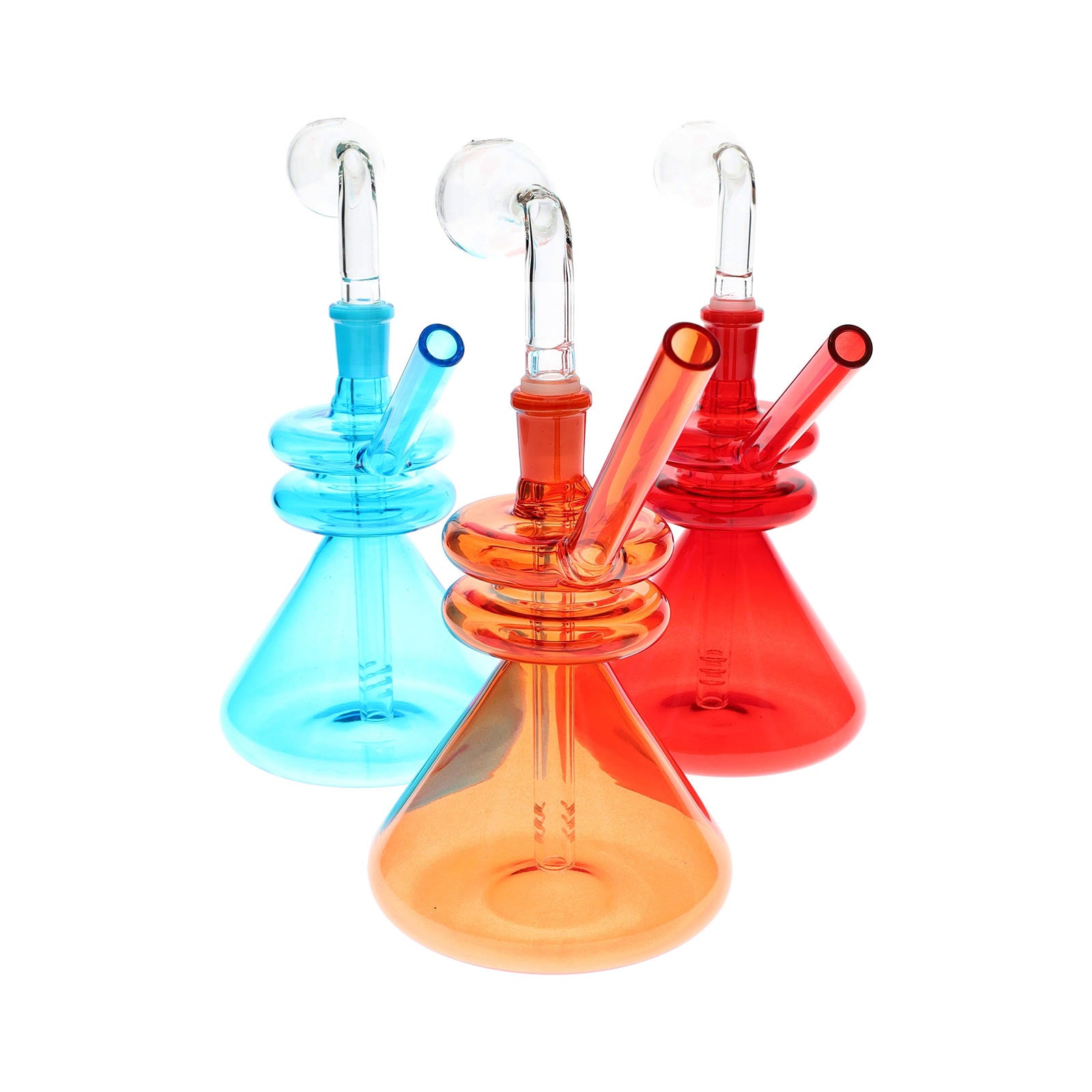Double Donut Colored Beaker Oil Burner Bubbler
