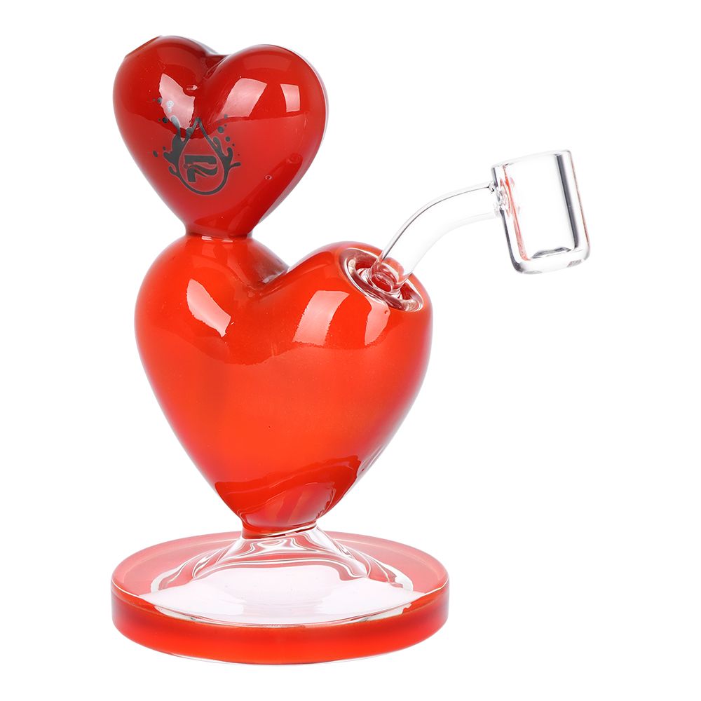 Double Heart Mini Dab Rig in red