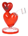 Double Heart Mini Dab Rig in red