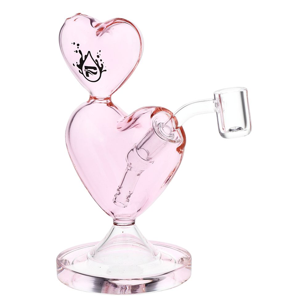 Double Heart Mini Glass Dab Rig in pink