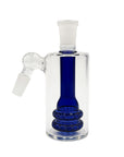 Double-Tier Showerhead Perc Ash Catcher 45° joint, blue glass, smooth hits with double percolator
