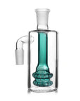 Double-Tier Showerhead Perc Ash Catcher 90° joint, teal glass, double perc filtration for clean hits