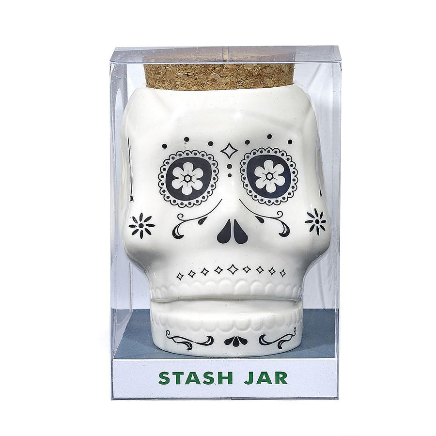 Skull Stash Jar White