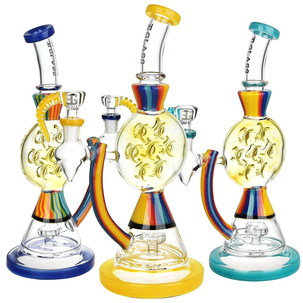 Rainbow Striped Swiss Perc Glass Bong