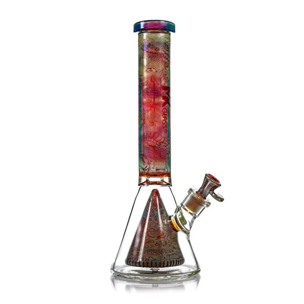 Electroplated Engraved Pyramid Art Beaker Bong