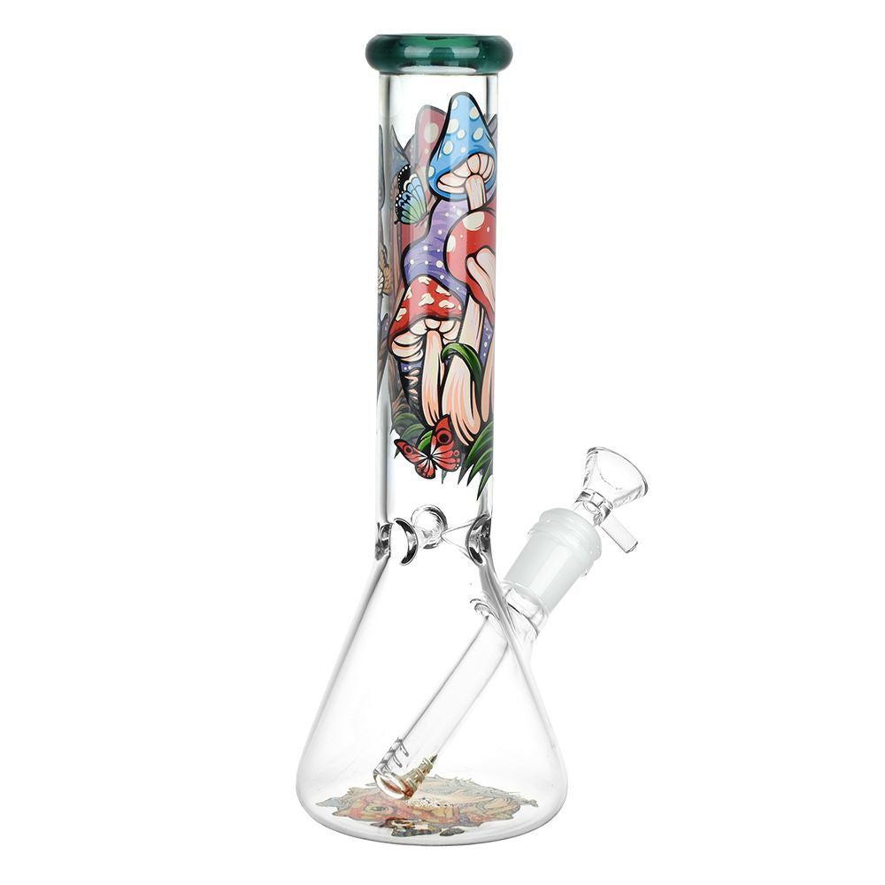 Eye of the Shroom Beaker Water Pipe 10 inches tall with psychedelic decal design