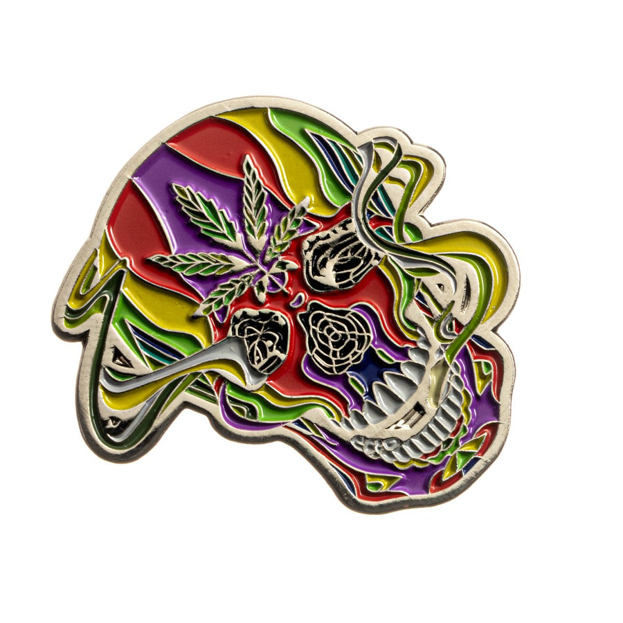 Rainbow Smoking Skull Pin