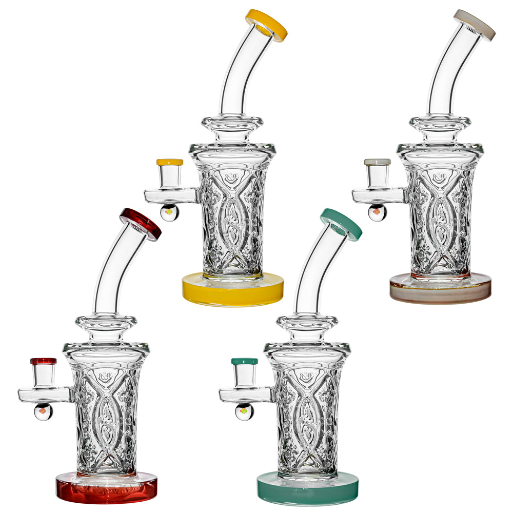 Flared Helix Carved Glass Dab Rig in all available colors