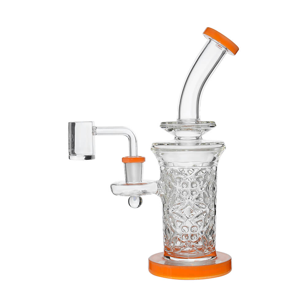 Flared Helix Carved Glass Dab Rig Caliorange