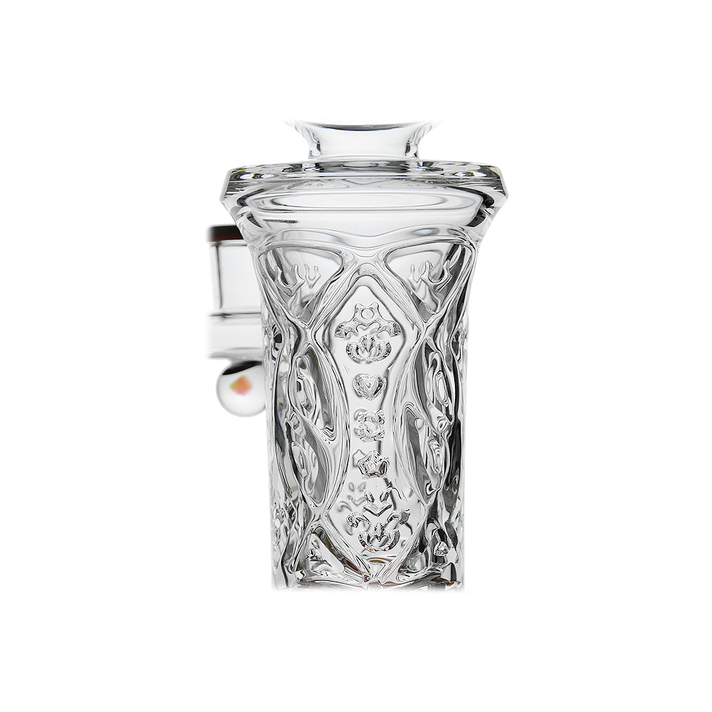 detail of the red Flared Helix Carved Glass Dab Rig