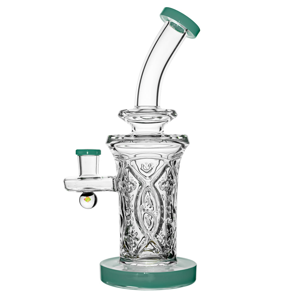 Flared Helix Carved Glass Dab Rig in tiffany blue