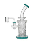 Flared Helix Carved Glass Dab Rig Tiffany Blue