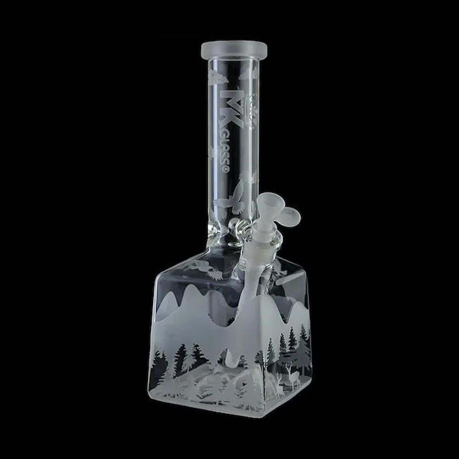 Front view of Frosted Icy Mountain Landscape Bong
