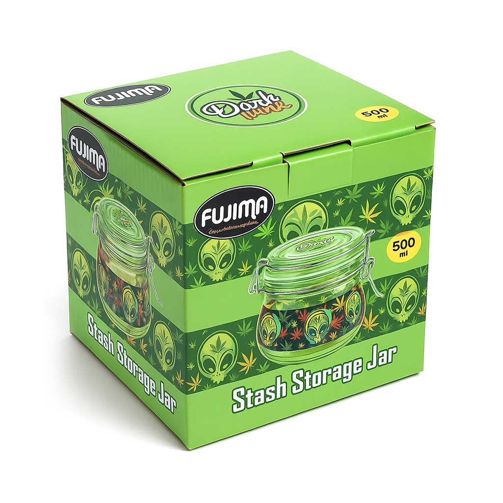 Fujima Airtight Glass Stash Jar Green Package
