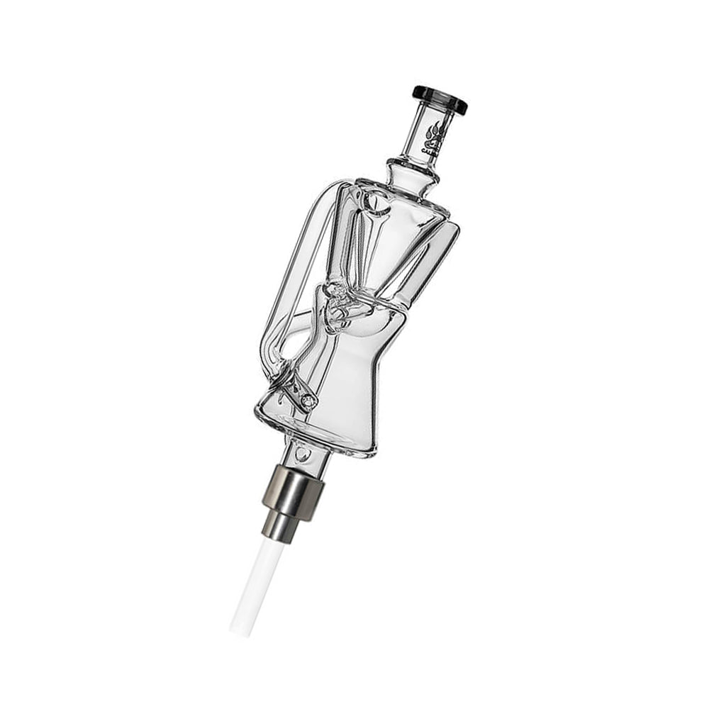 Fusion Twin Arm Glass Recycler Nectar Collector in transparent black