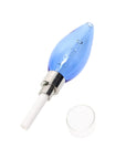 blue glass bulb dab straw with ceramic tip - inhalco