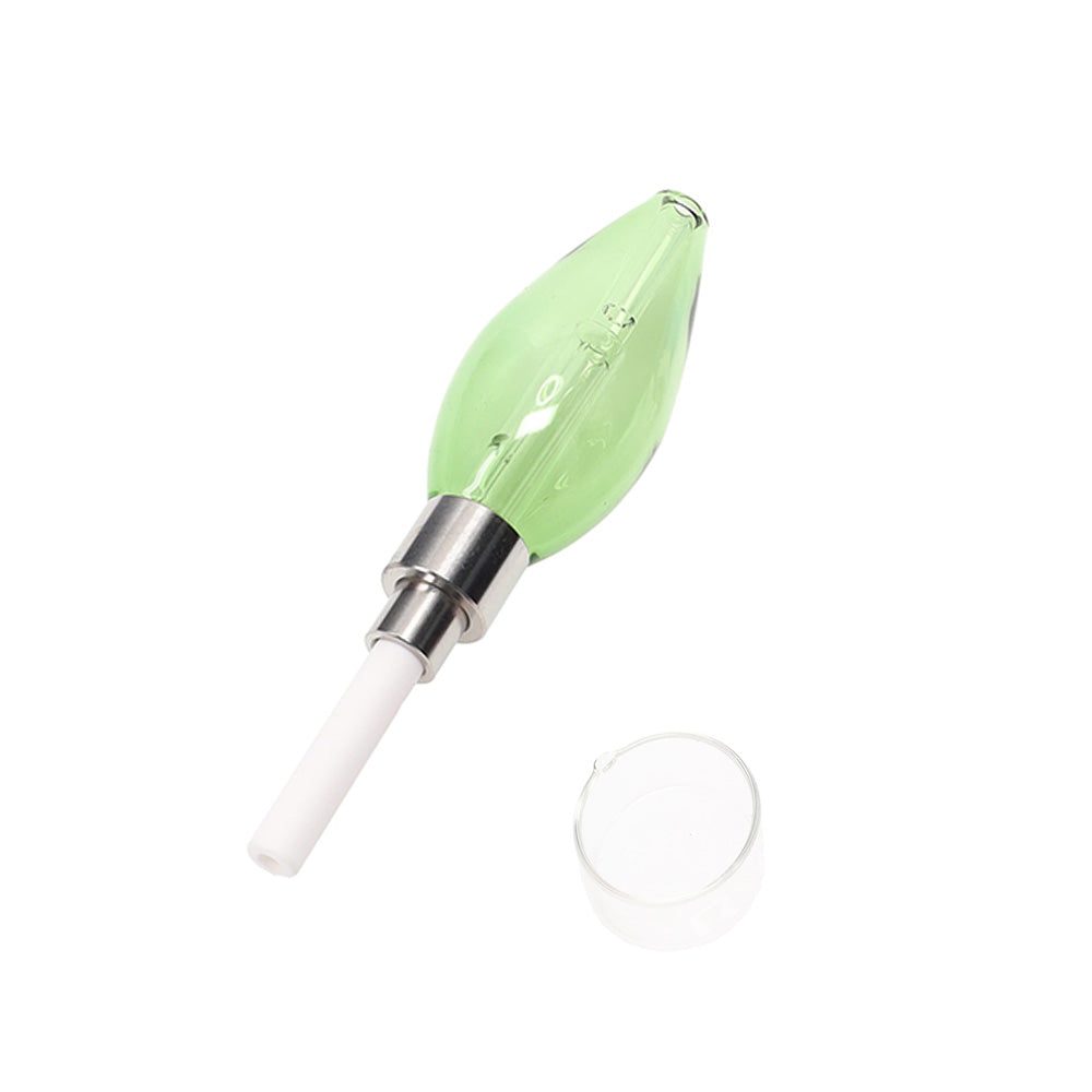 green glass bulb dab straw with ceramic tip