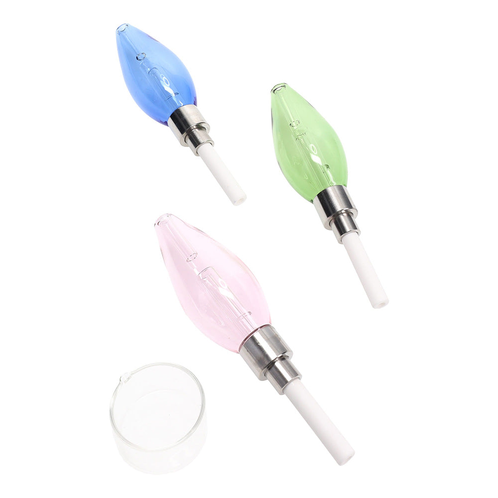 glass bulb dab straw with ceramic tip