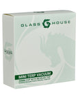 Packaging box of Glass House Terp Vacuum Banger Kit with branding and product details