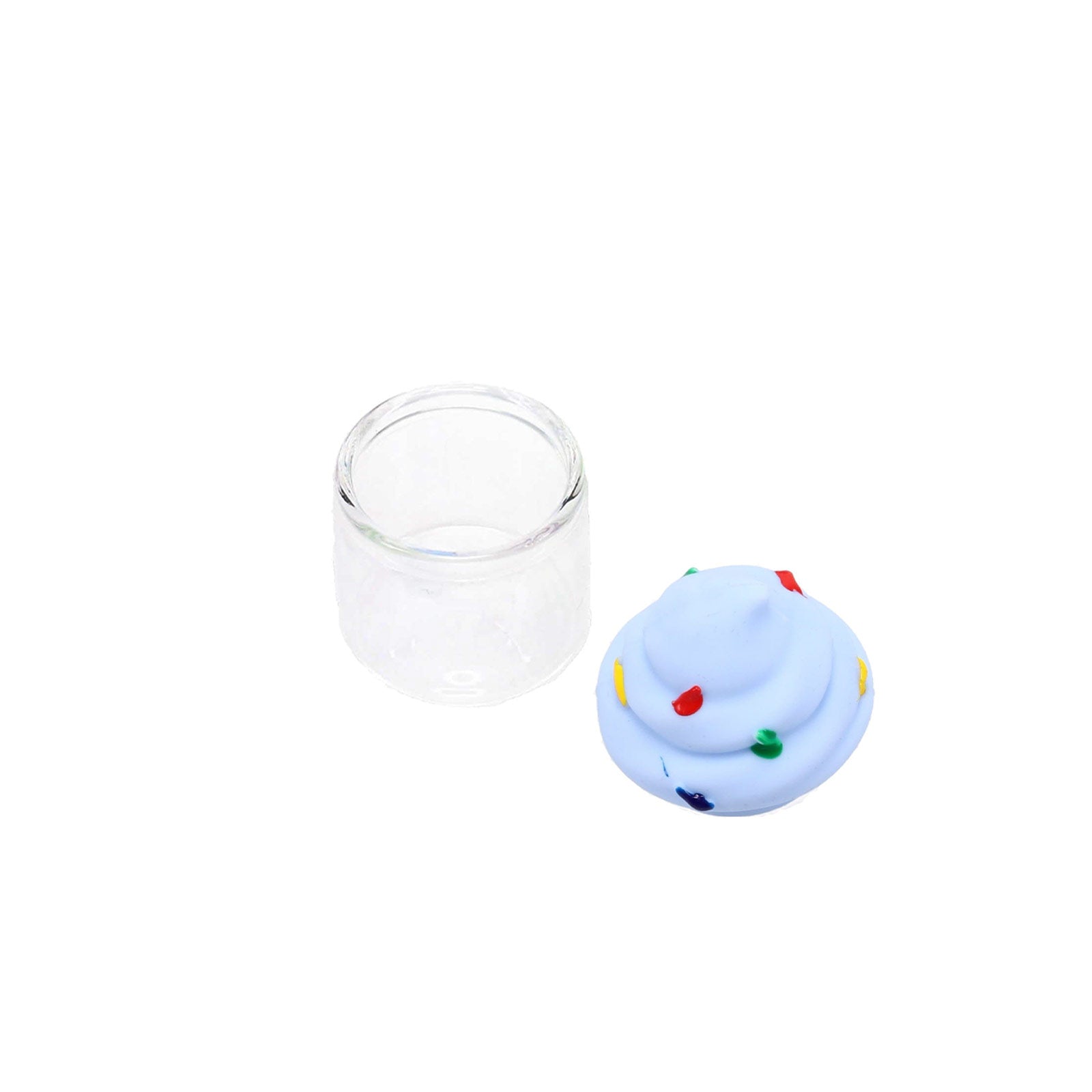 Glass Stash Jar with Ice Cream Silicone Lid in blue color