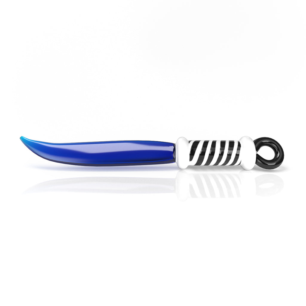 Blue Glass Sword Dab Tool - Horizontal view