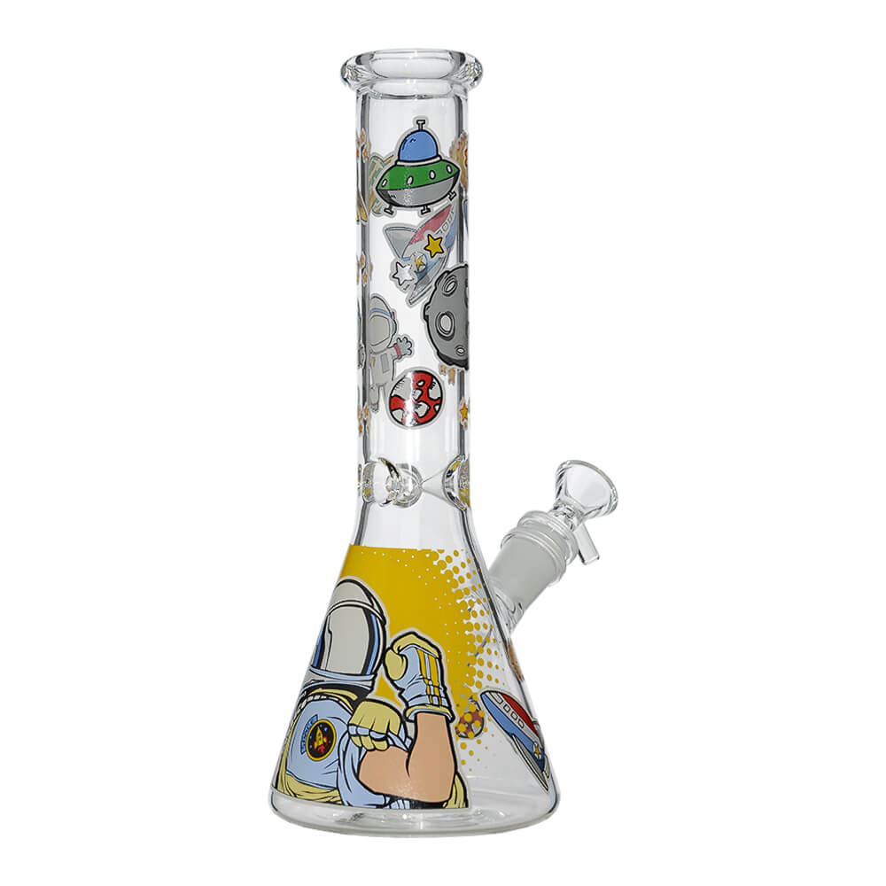 Glow Astronaut Glass Beaker Water Pipe 10 Inch - Right Side View