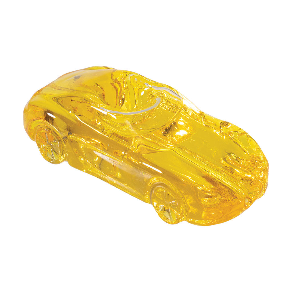 Yellow glass glycerin car hand pipe on a white background