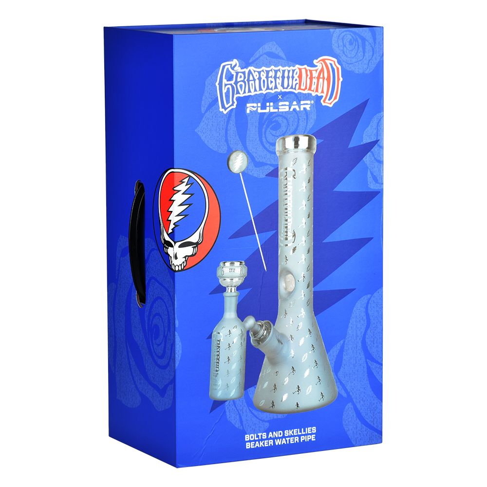 Grateful Dead x Pulsar Bolts And Skellies Glass Beaker Bong Set