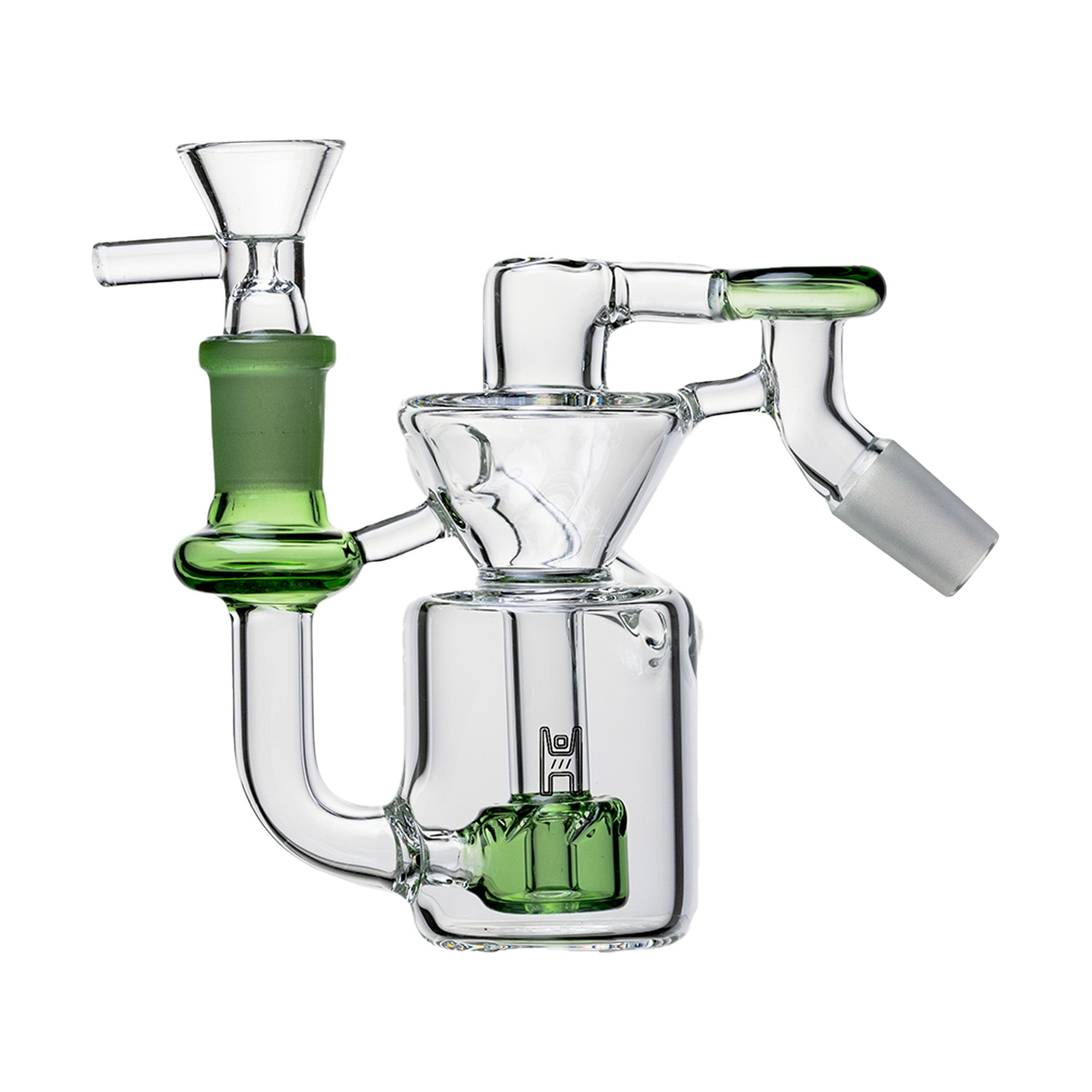 14mm Recycler Ash Catcher, Green, 45° joint
