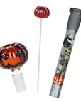 Bowl, dab tool, and diffuser downstem included in the Halloween Party Bong Glow Duo set