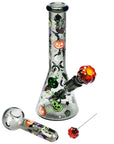 Halloween Party Bong Glow Duo set featuring 10-inch beaker bong and 5.25-inch hand pipe with glow-in-the-dark accents