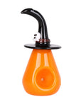 Back view of Halloween Themed Pumpkin Witch Glass Hand Pipe highlighting vibrant orange and black colors