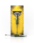 Hand-Blown Swirl Tide Dab Tool in Dark Green with packaging