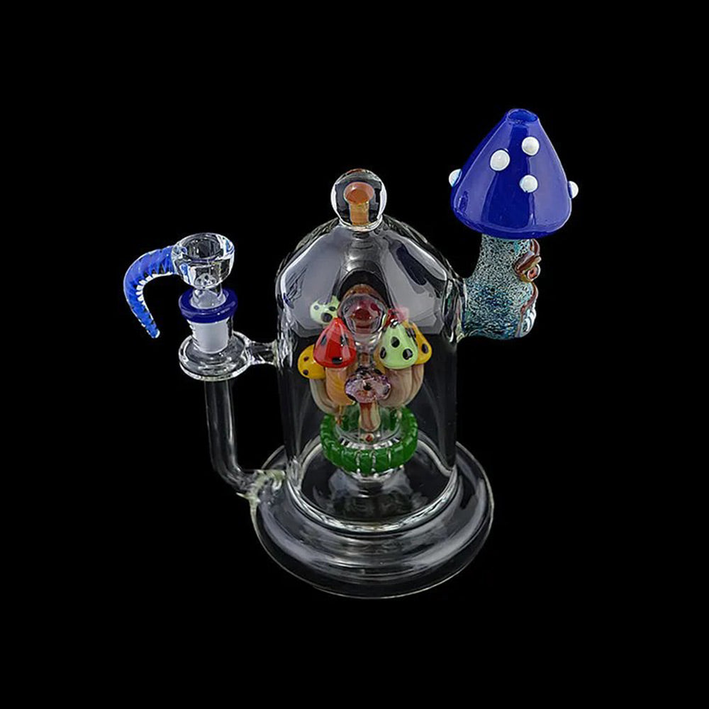 Handmade Mushroom Water Bong blue top view