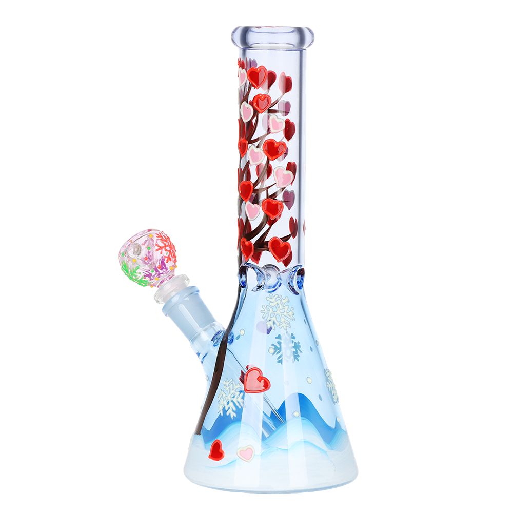 Heart Blossom Beaker Glass Water Bong – Back view