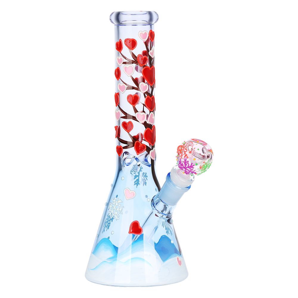 Heart Blossom Beaker Glass Water Bong