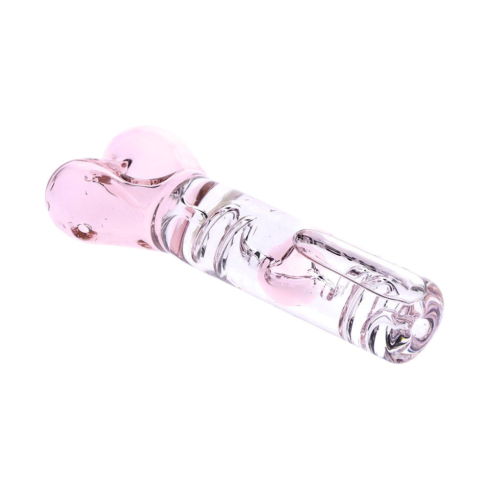 Heart Glycerin Glass Hand Pipe – pink color